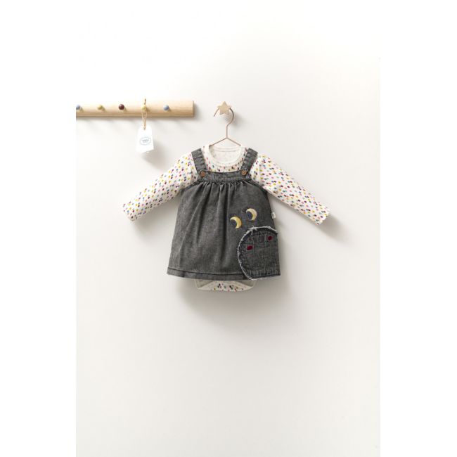 Set rochita cu body pentru fetite Monster, Tongs baby (Culoare: Gri, Marime: 9-12 luni) JEMtgs_4418_4