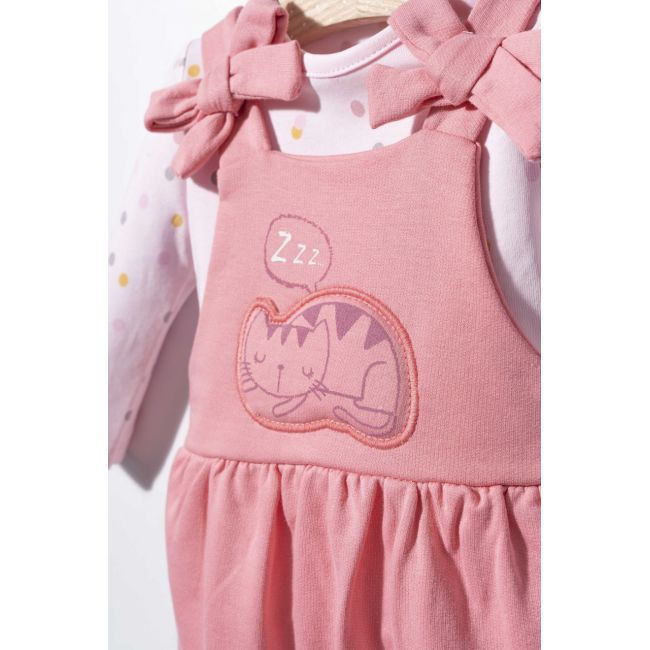 Set salopeta cu bluzita pentru bebelusi Cats, Tongs baby (Culoare: Roz, Marime: 9-12 luni) JEMtgs_2916_3