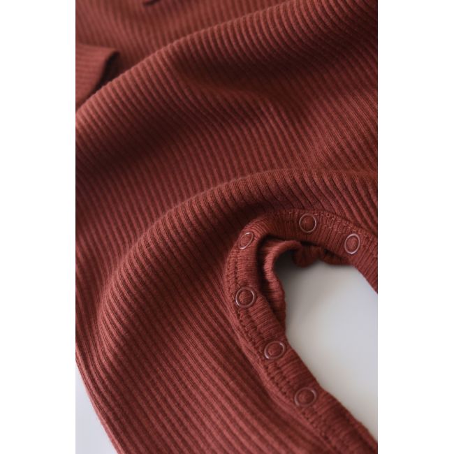 Salopeta cu maneca lunga si panataloni lungi din bumbac organic si modal - Caramiziu (Marime: 18-24 Luni) JEMBC-CSYM11409-18