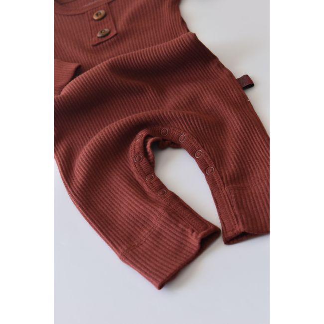 Salopeta cu maneca lunga si panataloni lungi din bumbac organic si modal - Caramiziu (Marime: 18-24 Luni) JEMBC-CSYM11409-18