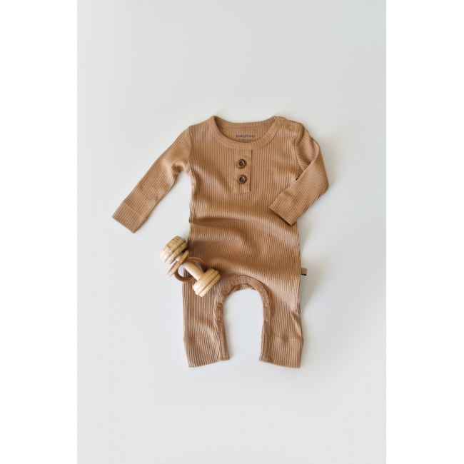 Salopeta cu maneca lunga si panataloni lungi din bumbac organic si modal - Maro (Marime: 18-24 Luni) JEMBC-CSYM11414-18