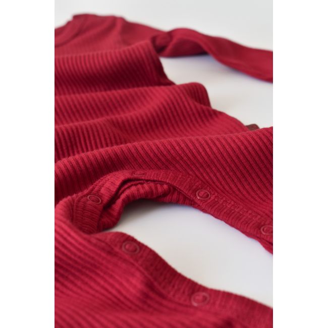 Salopeta cu maneca lunga si panataloni lungi din bumbac organic si modal - Rosu (Marime: 3-6 Luni) JEMBC-CSYM11410-3