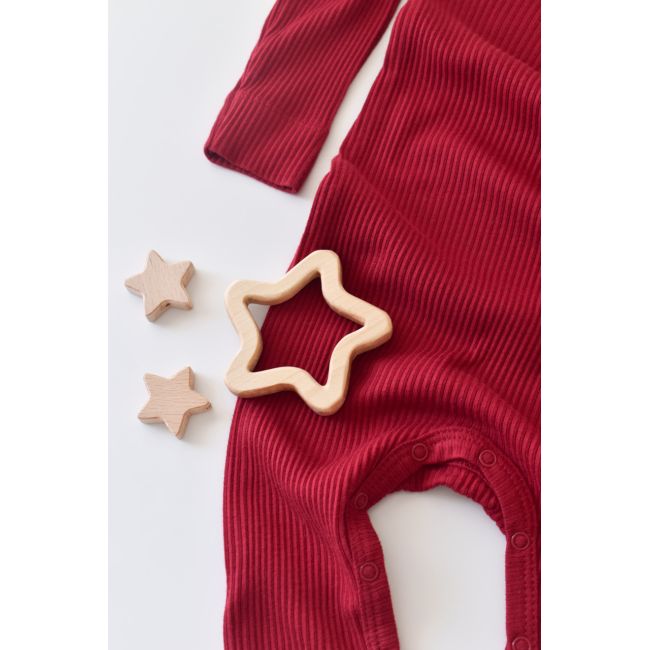 Salopeta cu maneca lunga si panataloni lungi din bumbac organic si modal - Rosu (Marime: 9-12 luni) JEMBC-CSYM11410-9