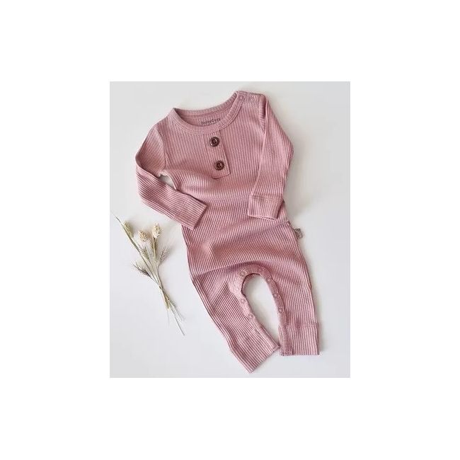 Salopeta cu maneca lunga si panataloni lungi din bumbac organic si modal - Roz (Marime: 6-9 luni) JEMBC-CSYM11411-6