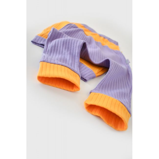 Set 2 pantaloni Ribana Bebe Unisex din bumbac organic si 5%elastan - Galben/Mov (Marime: 9-12 luni) JEMBC-CSYR4002-9