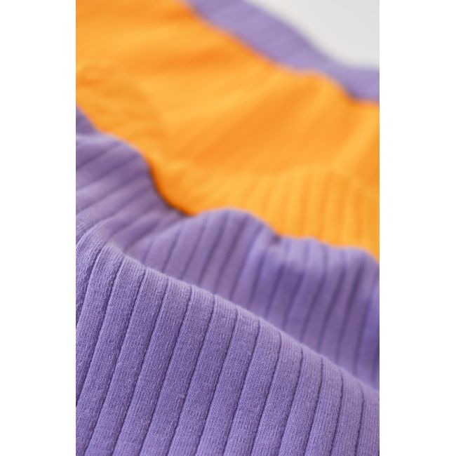 Set 2 pantaloni Ribana Bebe Unisex din bumbac organic si 5%elastan - Galben/Mov (Marime: 9-12 luni) JEMBC-CSYR4002-9