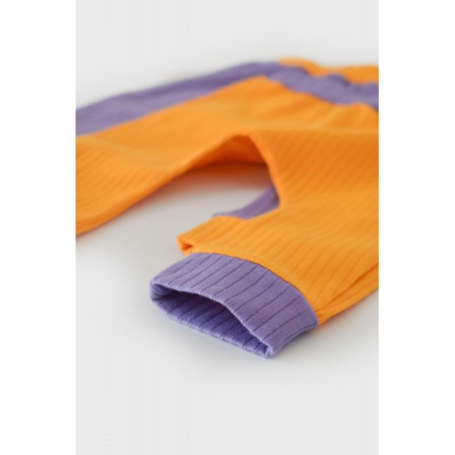 Set 2 pantaloni Ribana Bebe Unisex din bumbac organic si 5%elastan - Galben/Mov (Marime: 9-12 luni) JEMBC-CSYR4002-9