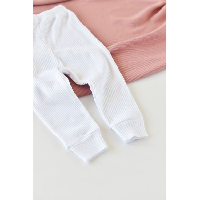 Set bluzita cu maneca lunga si panataloni lungi din bumbac organic si modal - Alb (Marime: 6-9 luni) JEMBC-CSYM11511-6