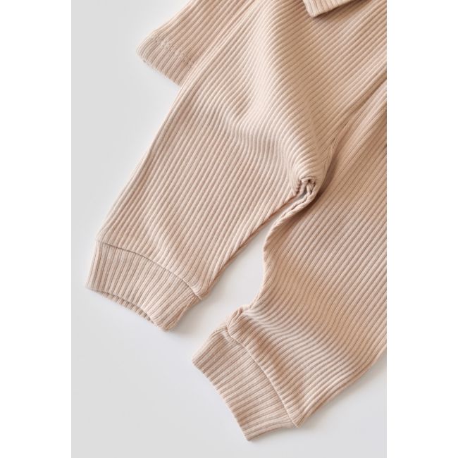 Set bluzita cu maneca lunga si panataloni lungi din bumbac organic si modal - Blush (Marime: 9-12 luni) JEMBC-CSYM11507-9