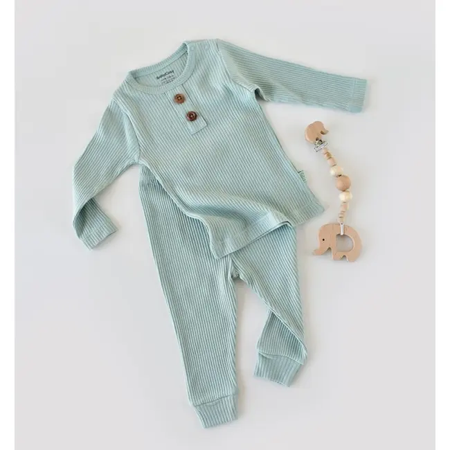 Set bluzita cu maneca lunga si panataloni lungi din bumbac organic si modal - Mint (Marime: 6-9 luni) JEMBC-CSYM11509-6