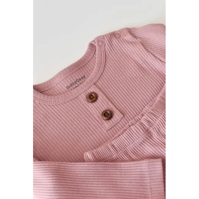 Set bluzita cu maneca lunga si panataloni lungi din bumbac organic si modal - Roz (Marime: 3-6 Luni) JEMBC-CSYM11503-3
