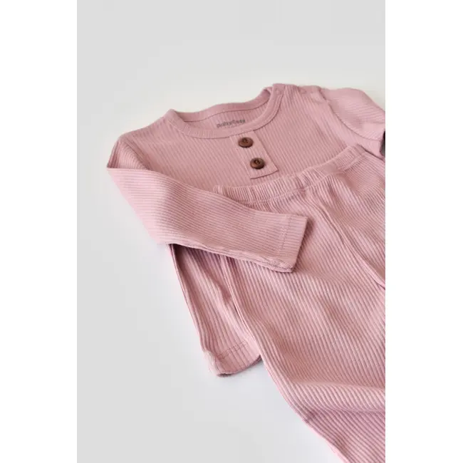 Set bluzita cu maneca lunga si panataloni lungi din bumbac organic si modal - Roz (Marime: 3-6 Luni) JEMBC-CSYM11503-3