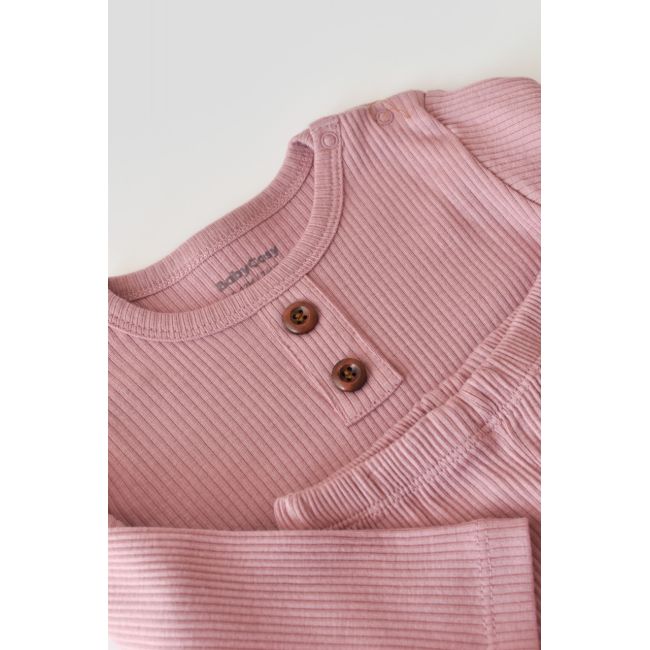 Set bluzita cu maneca lunga si panataloni lungi din bumbac organic si modal - Roz (Marime: 6-9 luni) JEMBC-CSYM11503-6