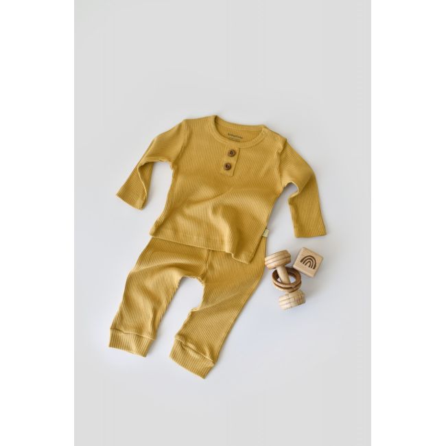 Set bluzita cu maneca lunga si panataloni lungi din bumbac organic si modal - Sofran (Marime: 12-18 Luni) JEMBC-CSYM11505-12