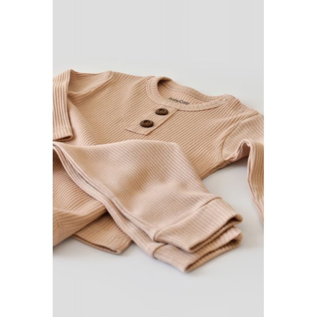Set bluzita cu maneca lunga si panataloni lungi din bumbac organic si modal - Somon (Marime: 18-24 Luni) JEMBC-CSYM11504-18