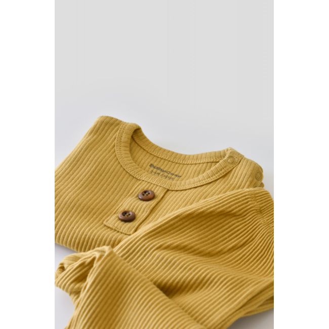 Set bluzita cu maneca lunga si panataloni lungi din bumbac organic si modal - Somon (Marime: 6-9 luni) JEMBC-CSYM11504-6