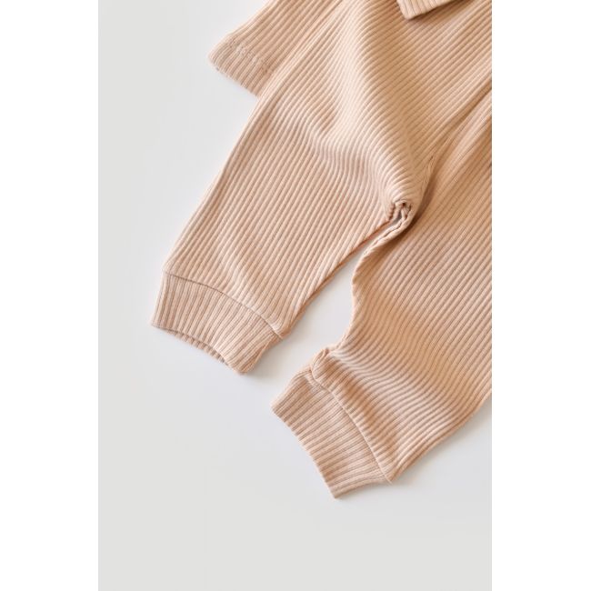 Set bluzita cu maneca lunga si panataloni lungi din bumbac organic si modal - Somon (Marime: 9-12 luni) JEMBC-CSYM11504-9