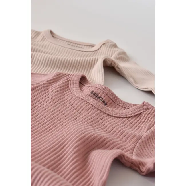 Set de 2 body-uri cu maneca lunga din bumbac organic si modal - Roz/Blush (Marime: 0-3 Luni) JEMBC-CSYM11307-0