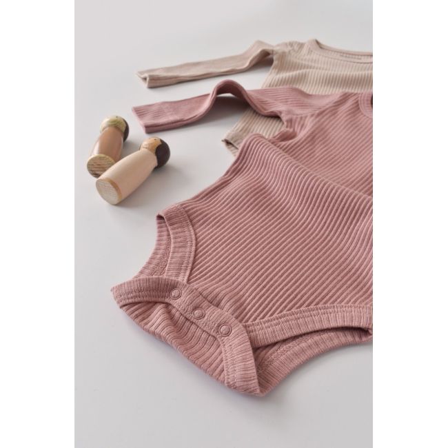 Set de 2 body-uri cu maneca lunga din bumbac organic si modal - Roz/Blush (Marime: 18-24 Luni) JEMBC-CSYM11307-18