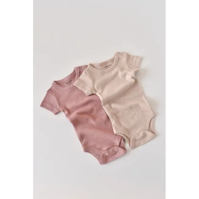 Set de 2 body-uri cu maneca scurta din bumbac organic si modal - Roz/Blush (Marime: 12-18 Luni) JEMBC-CSYM11207-12