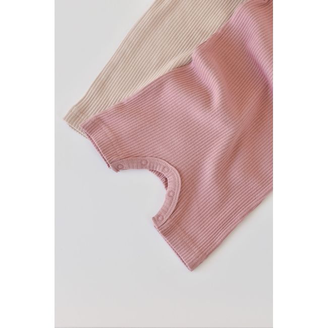 Set de 2 salopetele cu maneca scurta din bumbac organic si modal - Roz/ Blush (Marime: 18-24 Luni) JEMBC-CSYM11407-18