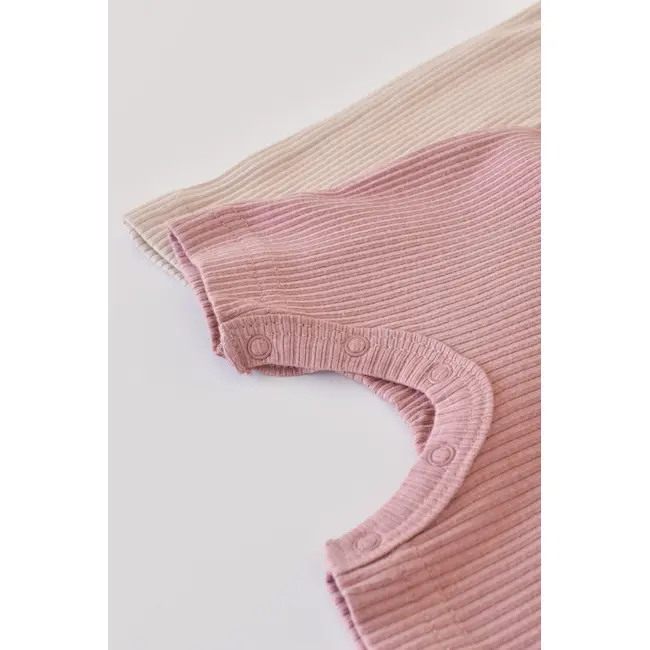 Set de 2 salopetele cu maneca scurta din bumbac organic si modal - Roz/ Blush (Marime: 6-9 luni) JEMBC-CSYM11407-6