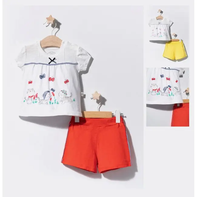 Compleu 2 piese cu pisicute pentru bebelusi, Tongs baby (Culoare: Galben, Marime: 12-18 Luni) JEMtgs_2553_5