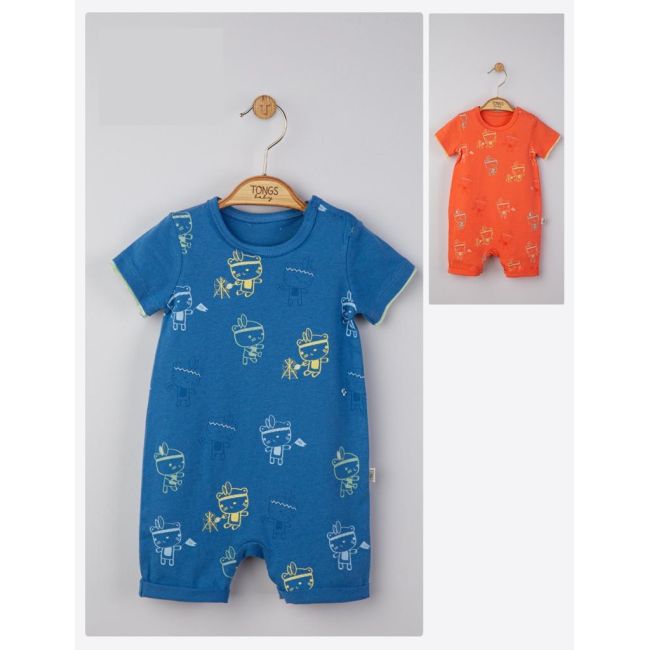 Salopeta de vara Tabara pentru bebelusi, Tongs baby (Culoare: Portocaliu, Marime: 0-3 Luni) JEMtgs_4181_4