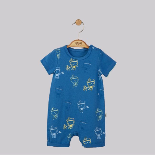 Salopeta de vara Tabara pentru bebelusi, Tongs baby (Culoare: Portocaliu, Marime: 0-3 Luni) JEMtgs_4181_4
