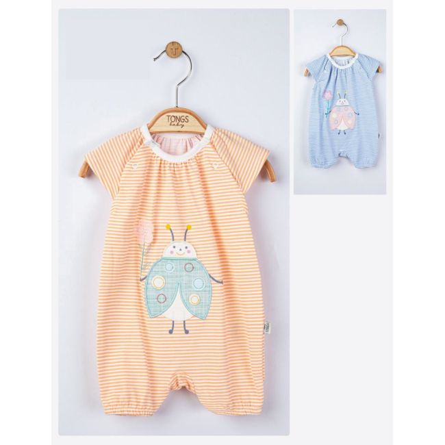 Salopeta de vara cu buburuza pentru bebelusi, Tongs baby (Culoare: Albastru, Marime: 3-6 Luni) JEMtgs_4080_2