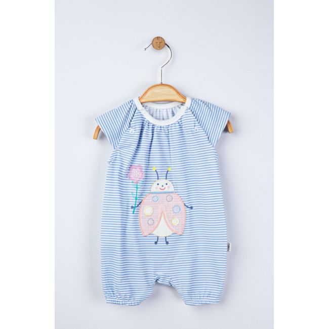 Salopeta de vara cu buburuza pentru bebelusi, Tongs baby (Culoare: Albastru, Marime: 3-6 Luni) JEMtgs_4080_2