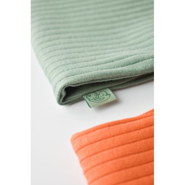 Set 2 body-uri fara maneci Ribana Bebe Unisex din bumbac organic si 5%elastan - Portocaliu/Verde (Marime: 18-24 Luni) JEMBC-CSYR4100-18