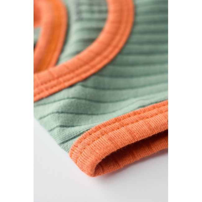 Set 2 body-uri fara maneci Ribana Bebe Unisex din bumbac organic si 5%elastan - Portocaliu/Verde (Marime: 3-6 Luni) JEMBC-CSYR4100-3