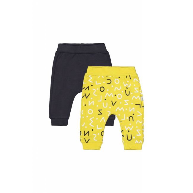 Set de 2 perechi de pantaloni Litere pentru bebelusi, Tongs baby (Culoare: Galben, Marime: 9-12 luni) JEMtgs_3194_12