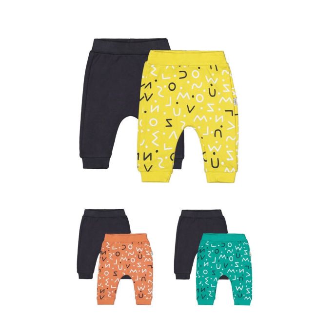 Set de 2 perechi de pantaloni Litere pentru bebelusi, Tongs baby (Culoare: Verde, Marime: 6-9 luni) JEMtgs_3194_3