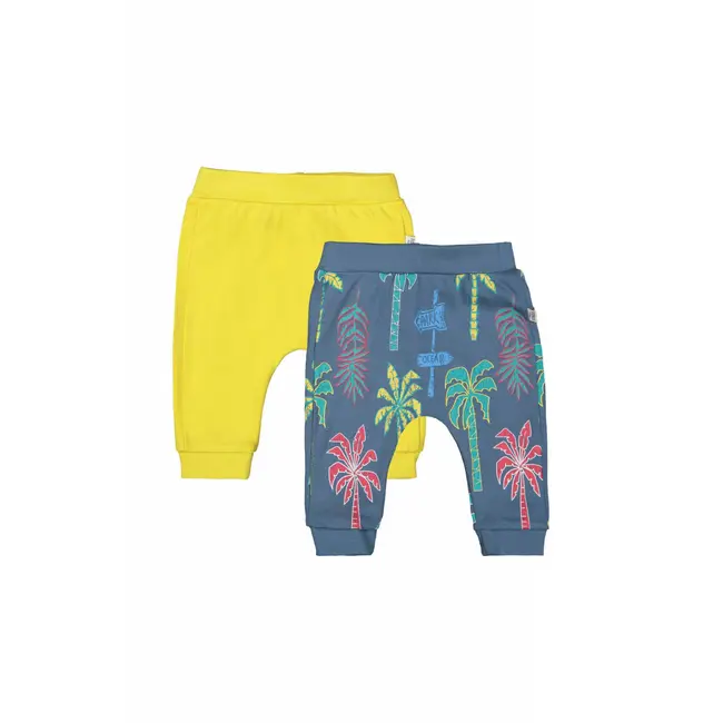 Set de 2 perechi de pantaloni Palmieri pentru bebelusi, Tongs baby (Culoare: Galben, Marime: 9-12 luni) JEMtgs_3188_12