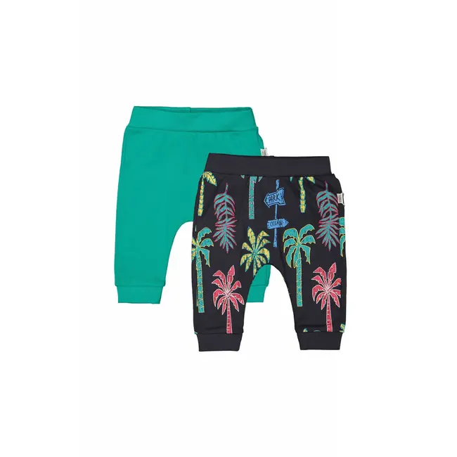 Set de 2 perechi de pantaloni Palmieri pentru bebelusi, Tongs baby (Culoare: Verde, Marime: 6-9 luni) JEMtgs_3188_3
