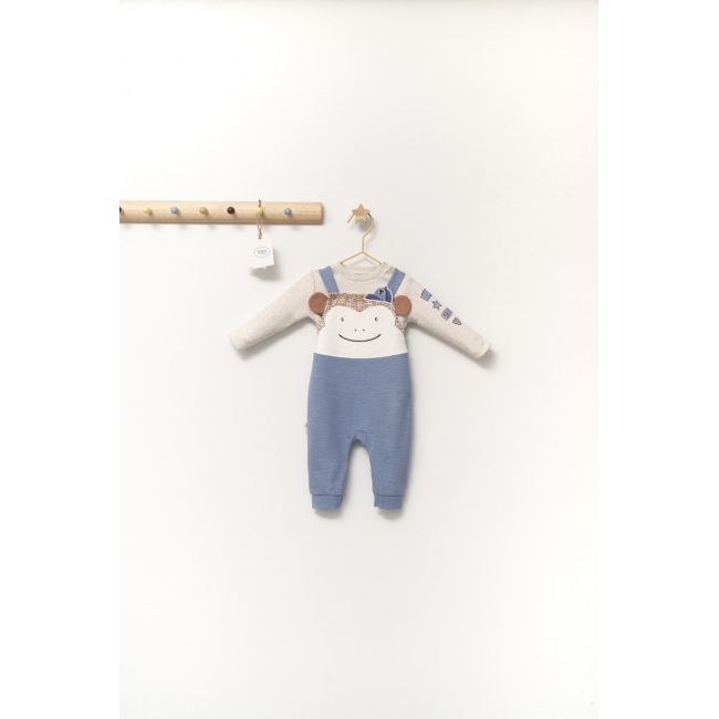 Set salopeta cu bluzita Ursulet pentru bebelusi, Tongs baby (Culoare: Albastru, Marime: 9-12 luni) JEMtgs_4356_3