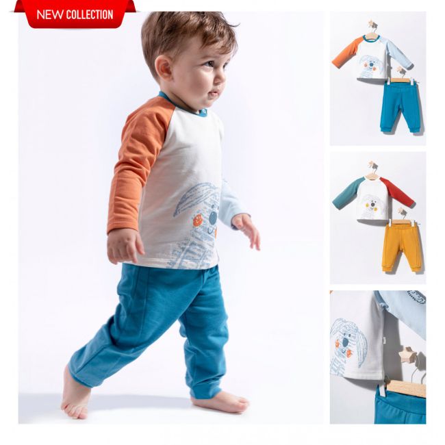 Compleu 2 piese Dogs pentru baietei, Tongs baby (Culoare: Albastru, Marime: 6-9 luni) JEMtgs_2904_3