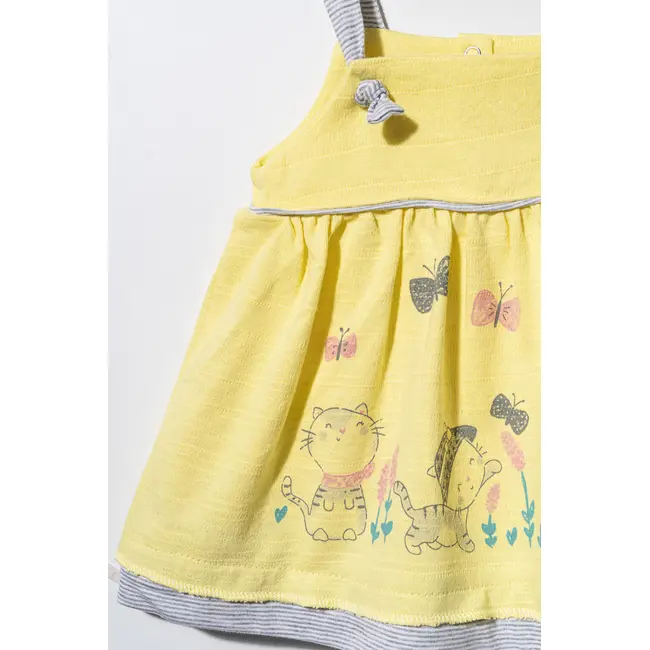 Rochita de vara cu pisicute pentru fetite, Tongs baby (Culoare: Galben, Marime: 3-6 Luni) JEMtgs_2557_2