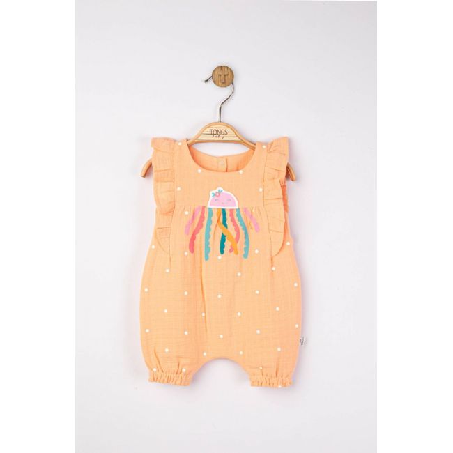 Salopeta de vara din muselina Octopus pentru bebelusi, Tongs baby (Marime: 0-3 Luni, Culoare: Somon) JEMtgs_4160_4