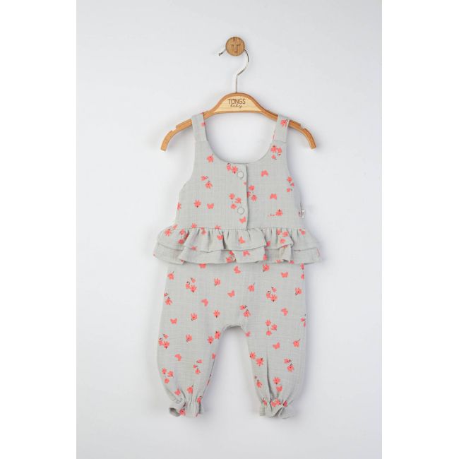 Salopeta de vara din muselina pentru bebelusi Natural, Tongs baby (Culoare: Gri, Marime: 3-6 Luni) JEMtgs_4261_2