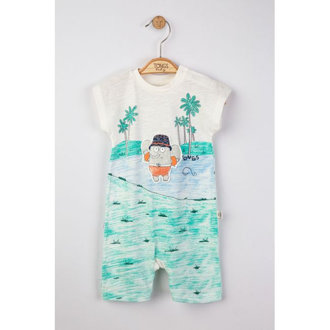 Salopeta de vara pentru bebelusi Elefantel, Tongs baby (Culoare: Verde, Marime: 6-9 luni) JEMtgs_4140_3