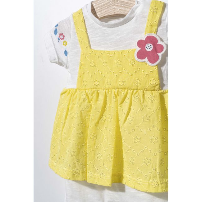Salopeta de vara pentru bebelusi Flower, Tongs baby (Culoare: Roz, Marime: 3-6 Luni) JEMtgs_2871_2