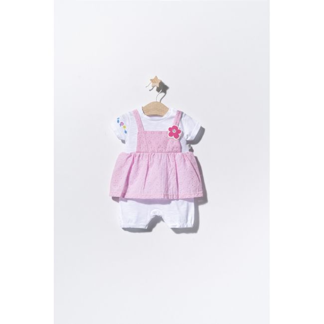 Salopeta de vara pentru bebelusi Flower, Tongs baby (Culoare: Roz, Marime: 3-6 Luni) JEMtgs_2871_2