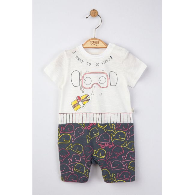 Salopeta de vara pentru bebelusi Swim, Tongs baby (Culoare: Alb, Marime: 0-3 Luni) JEMtgs_4141_4