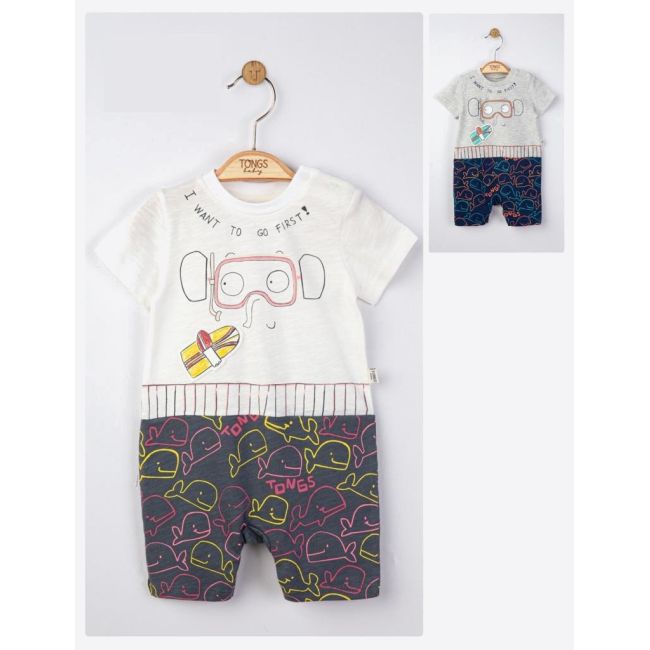 Salopeta de vara pentru bebelusi Swim, Tongs baby (Culoare: Alb, Marime: 3-6 Luni) JEMtgs_4141_5