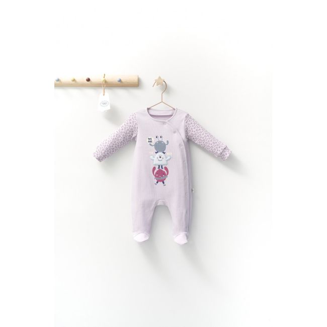 Salopeta pentru bebelusi Monster, Tongs baby (Marime: 6-9 luni, Culoare: Corai) JEMtgs_4410_6
