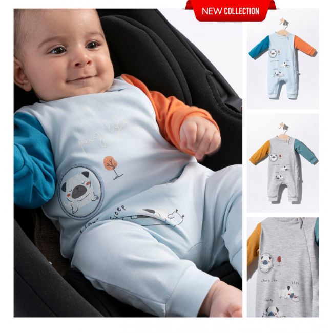 Salopeta pentru bebelusi Pug, Tongs baby (Culoare: Albastru, Marime: 6-9 luni) JEMtgs_2902_3
