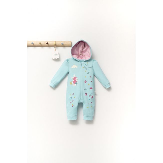 Salopeta pentru bebelusi Scufita rosie, Tongs baby (Marime: 3-6 Luni, Culoare: Turcoaz) JEMtgs_4361_2